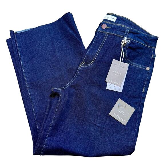 Oliver Logan Aberdeen 30 Petite High Rise Wide Leg Crop Jeans Timbers NWT - Picture 1 of 4
